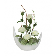 декор.цветы "Розы белые" в керам вазе